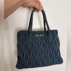 Miu Miu Quilted Denim Top handle bag